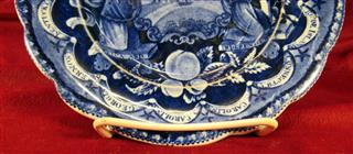 VINTAGE STAFFORDSHIRE CLEWS 7 1/2 DIAMETER STATES SERIES CIRCULAR DRIVEWAY PLATE